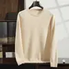Suéter de cachemira pura para hombre, cuello redondo, fino, color liso, corte holgado, talla grande, tejido de punto business casual, suéter de capa base, disponible para venta al por mayor