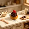 Pan de Crema de Fresa Pastel Realista Tienda de Comida Juguete Escena en Miniatura Adorno Decoración Llavero DIY Pinza para el Cabello Colgante