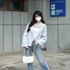 Tiro real moda coreana estilo casual cuello alto capa única corta protección solar ropa chaqueta mujer verano 2026 holgado versátil top