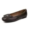Versão em Couro Macio ~ Sapatos Mary Jane Simples Slip-on Camélia Francesa Retrô Femininos de Boca Rasa em Couro Macio Planos Sapatos Únicos