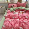 Juego de cuatro piezas con borde de gasa fruncida, juego de ropa de cama de gasa con burbujas estilo princesa castaña dulce, ropa de cama para el hogar para niñas