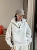 Sudadera de cuello medio estilo casual para mujer, otoño e invierno, nueva, casual, con forro polar, top tipo jersey, chaqueta corta con media cremallera