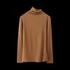 Tangge Otoño e Invierno Cachemira Rayas Verticales Forro Polar Cálido Cuello Alto Camiseta Base Ropa Interior para Mujer Cuello de Pelo Camiseta Base Alta Elasticidad