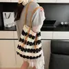 Bolso Tote Tejido de Punto de Gran Capacidad para Mujer 2025 Nuevo Estilo Recortado Hombro Orilla del Mar Ropa de Trabajo Vacaciones Playa Hombro