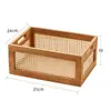 Cesta de almacenamiento de madera vintage, hecha a mano, de bambú y ratán, tejida a mano, para escritorio, cajón, libros, cosméticos, caja de almacenamiento.