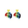 Aretes colgantes de amor transparentes para la boca de color de doble cara, diseño creativo para mujer, dibujos animados divertidos, personalidad, acrílico