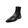 Botines Delgados Chic Estilo Coreano Punta Fina 2026 Otoño/Invierno Tacón Cuadrado Versátiles para el Trabajo Tacón Medio Elásticos que Abrazan la Pierna Botines de Tobillo para Mujer
