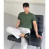Camisa polo masculina de verão de malha de manga curta, coreana, slim fit, cor sólida, lapela de seda gelada, camiseta de comércio exterior transfronteiriço, atacado