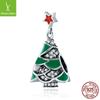 Pulseira de prata esterlina s925 árvore de natal feriado contas pulseira faça você mesmo acessórios pulseira feminina joias SCC307