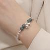 S925 Sterling Silver Pulseira de Prata Quebrada Água Azul Jade Nicho Design Retro Moda Simples ins Estilo Jóias