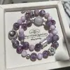 Pulsera de Cristal Esmeralda Púrpura Natural Pulsera Pulsera de Cuentas Pulsera de Cristal Natural Pulsera de Lujo Ligero de Gama Alta para Mujer