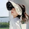 Coreia do Sul Ins Celebridade da Internet Chapéu com Faixa de Cabelo Dobrável Chapéu de Sol de Uso Duplo Chapéu Concha Moda Feminina Primavera e Verão Chapéu de Sol com Topo Aberto Estilo Coreano