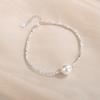 Tiro Real de Pulsera de Plata de Ley S925 con Plata Triturada y Perla Artificial Redonda para Mujer, Simple y Elegante, Versátil, Joyería Popular de Celebridad de Internet