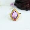 Anillo de Vidrio Morado Forma de Gota Moda Europea y Americana Anillo de Amatista Imitación Venta al por Mayor Transfronteriza S5022313
