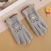 Guantes de Invierno para Bebé Niño y Niña Oso de Peluche Franela Cálidos Cinco Dedos Deportes al Aire Libre Guantes de Terciopelo Austriaco Cinco Dedos