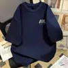 Camiseta Masculina de Manga Corta Minimalista de Moda, Camiseta Versátil Casual de Algodón Puro de Peso Pesado de Corte Holgado Estilo Americano, Moda Masculina