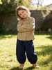 [Oferta Especial de Nuevo Producto] Camisa de Algodón y Lino Estilo Nórdico para Niños y Niñas, Camisa Sencilla de Cuello Redondo Apta para la Piel, Top Elegante y Versátil