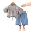 Traje de Verano para Bebé Niño 2025 Nuevo Estilo Camisa de Manga Corta de Verano para Niño Traje de Tres Piezas Estilo Coreano Ropa para Bebés Niños