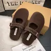 Ropa Cálida de Invierno para Exteriores 2026 Felpa Gris Francés Nuevo Retro Zapatillas de Piel Mary Janes Gruesas para Mujer para Exteriores