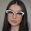 Nuevo Marco de Gafas Estilo Ojo de Gato Europeo y Americano Gafas de Lectura Diarias Elegantes Personalizadas para Mujer, Gafas sin Graduación Anti-Luz Azul
