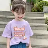 2026 Nuevo Estilo Fresca y Linda Camisa de Verano de Manga Corta para Niñas Camiseta de Manga Corta de Algodón Puro Tops de Verano para Niños Medianos y Grandes
