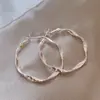 Brincos de anel redondo grande de luxo europeu e americano, brincos femininos de alto sentido S925, agulha de prata, design de nicho distinto, brincos de zircônia