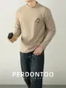 ¡Bordado Clásico! ¡Lana y Seda de Morera! Camiseta de Forro Polar de Doble Cara de Gama Alta con Calefacción Infrarroja Lejana y Retención de Calor para Hombre, Capa Base de Manga Larga