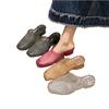 Sandalias de Cristal Antideslizantes y Antiolor para Mujer, Uso Exterior de Verano, Tacón Medio, Huecas, Puntera Cerrada, Chanclas Transparentes, Medias Chanclas Casuales, Suela Gruesa