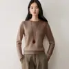 Nuevo Suéter de Cachemira para Mujer Otoño/Invierno 2026, Cachemira Pura de Cabra, Manga Larga, Cuello Redondo, Top Versátil, Suéter de Punto Cálido, Engrosado