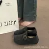 Mocasines Peludos para Ropa de Exterior de Mujer Otoño e Invierno 2025 Forrados de Felpa Hebilla Cálida Suela Gruesa de una Sola Pierna Antideslizantes Zapatos Birkenstock