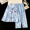 Conjunto de Pijama Masculino Primavera e Outono 2026 Novo Seda de Gelo Manga Longa Roupa de Casa para Meninos Médios e Grandes Fino Conjunto de Ar Condicionado