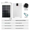 Painel Solar Flexível Monocristalino para Celulares, Fonte de Alimentação Externa, Carregamento Direto de Baterias, Fonte de Alimentação Conveniente para Caminhadas e Viagens
