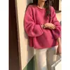 Suéter de Tricô Estilo Francês Pulôver Suave Novo Feminino Outono Agulha Grossa Estilo Solto Preguiçoso Top