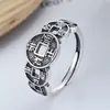 Anillo de Plata de Ley S925 Yun Chao Xuan Vintage Personalizado Creativo de Cinco Emperadores con Buen Significado para el Dedo Índice, Ajustable para Hombres y Mujeres