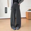 Novas calças de inverno macias e felpudas de perna larga, slim fit, espessadas, quentes, calças casuais de corte reto para mulheres