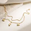 Pulsera Aogu Bestseller Transfronteriza Estilo Marino Estrella de Mar Doble Capa Apilable para Mujeres, Pulsera de Acero Inoxidable con Galvanizado al Vacío de Estrella