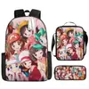Mochila de desenho animado transfronteiriça bolso monstro do tesouro elfo do sonho bebê mochila conjunto de três peças para alunos do ensino fundamental e médio