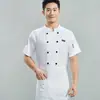 Uniforme de Chef de Catering de Verano para Hombre, Doble Fila de Etiqueta de Cuero, Manga Corta, Transpirable, Adecuado para Cafeterías, Restaurantes, Restaurantes Chinos y Cocinas de Hotel
