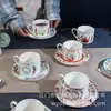 Conjunto de Xícaras de Café Feminino Super Bonito, Conjunto de Chá da Tarde Requintado Retro de Alta Qualidade, Caixa de Presente de Porcelana de Osso de Alta Qualidade