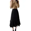Ropa para mujer de talla grande, falda para mujer ligeramente rellenita, nueva de principios de primavera, de cintura alta, que cubre la cadera, adelgazante, de longitud media, estilo traje, falda sirena