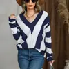 Suéter de mujer nuevo 2022 personalizado de rayas manga larga suéter pullover explosión de Amazon suéter de mujer europeo y americano