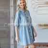 Amazon Cross-Border 2025 Primavera e Verão Novo Vestido Jeans de Manga Três Quartos Europeu e Americano Solto Fino Saia Camisa Roupas Femininas