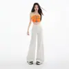 Jeans de campana negros de tiro alto elásticos en cuatro direcciones para mujer, ajuste holgado, adelgazantes, cubren la cadera, modernos y versátiles, talla juvenil naranja
