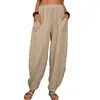 Pantalones Casuales de Exportación Europeos y Americanos para Mujer Amazon Wish Pantalones Casuales Holgados de Algodón para Casa Pantalones Harem