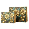 Bolsas de regalo de Navidad Shiyi, coloridas bolsas de regalo con árbol de Navidad de papel dorado, bolsas de mano, stock de fábrica, impresión de logotipo disponible