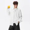 Nova Camisa Masculina de Manga Longa com Gola e Bordado Floral Estilo Chinês, Nova Tendência da Primavera Marca Solta Casual Versátil Camisa Jaqueta