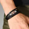 Pulsera de Cuero para Hombre de Múltiples Capas Tejida a Mano, Hebilla de Aleación de Zinc, Nuevo Estilo Retro Transfronterizo Europeo y Americano, Venta al por Mayor en Stock