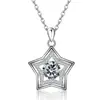 Collar de Plata de Ley S925 Transfronterizo Europeo y Americano Moda Amazon Estrella de Cinco Puntas para Mujer con Cadena para Clavícula Incrustada con Diamantes de Piedras de Nacimiento