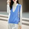 Chaleco de forro polar de nuevo estilo, chaleco de punto para mujer, suave y cómodo, hecho de hilo cepillado, cachemira y lana, cuello en V sin costuras, versátil para usar en capas