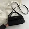 Bolso Pequeño Cuadrado Suave de Hombro Cruzado Portátil de Color Sólido con Puntadas a Cuadros Estilo Coreano Popular Casual Nuevo de Invierno